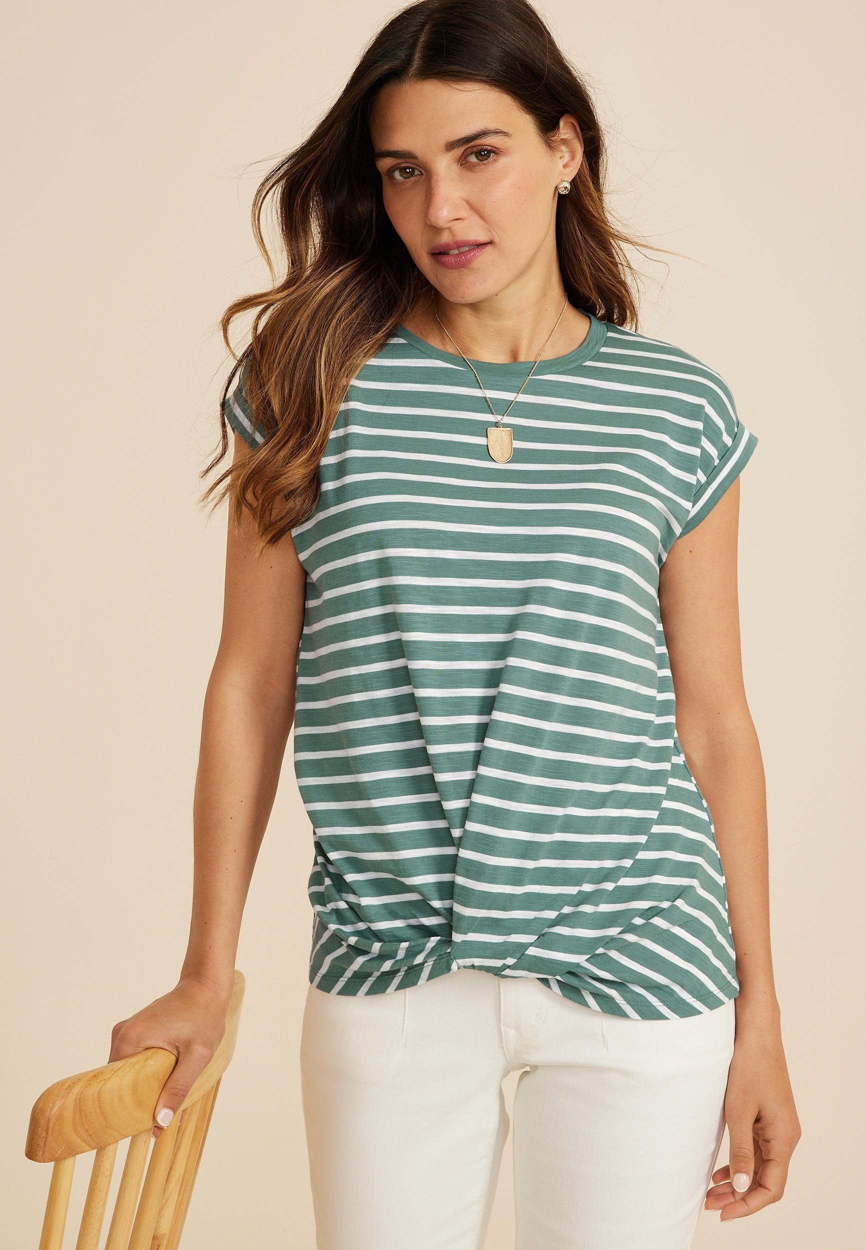 24/7 Austin Striped Knot Hem Tee Product Image