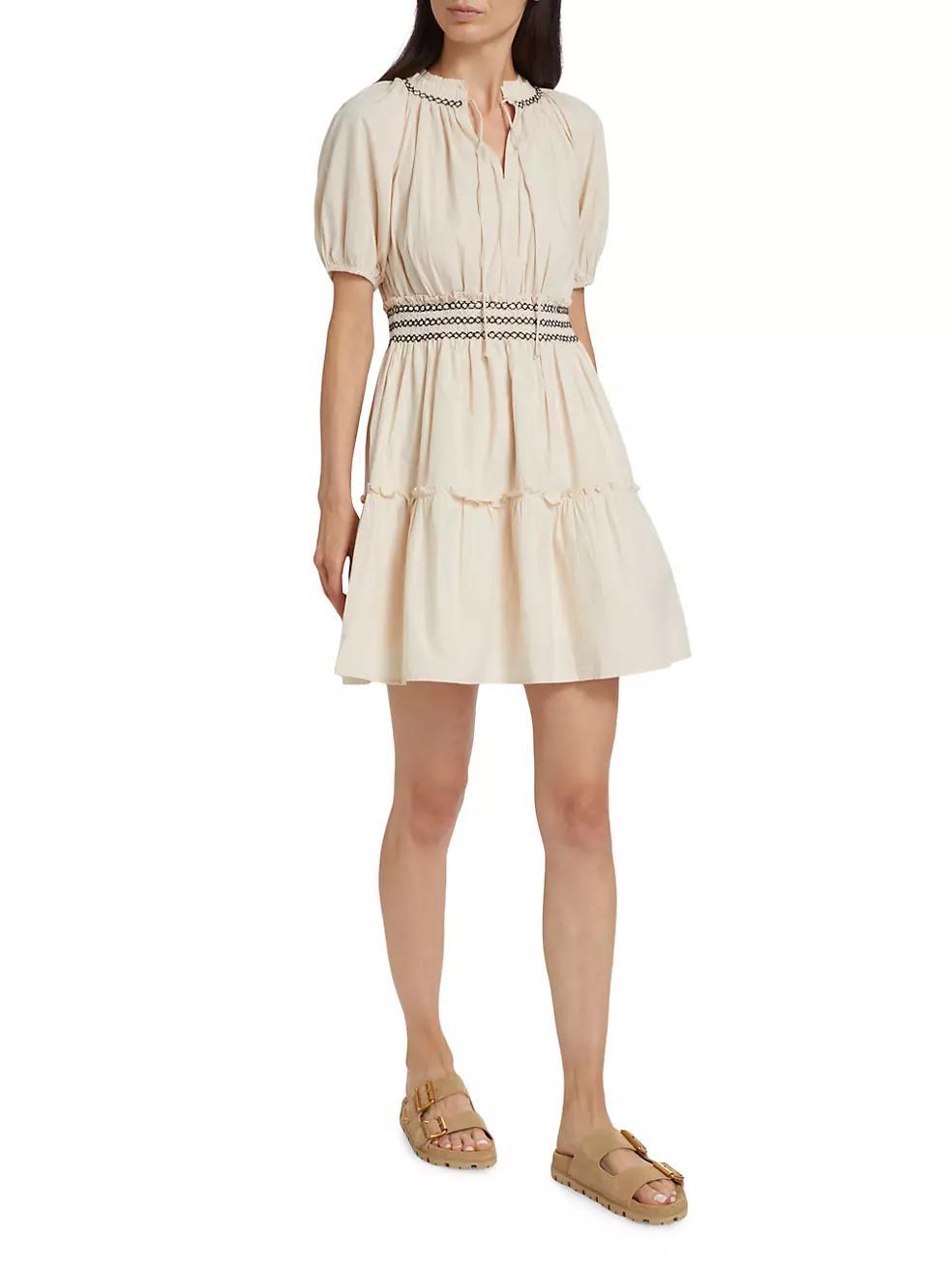 Fiorella Cotton Smocked Midi-Dress Product Image