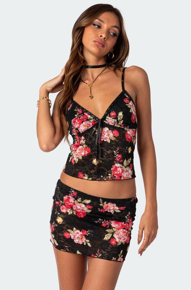 Portofino Printed Sheer Lace Tank Top Product Image