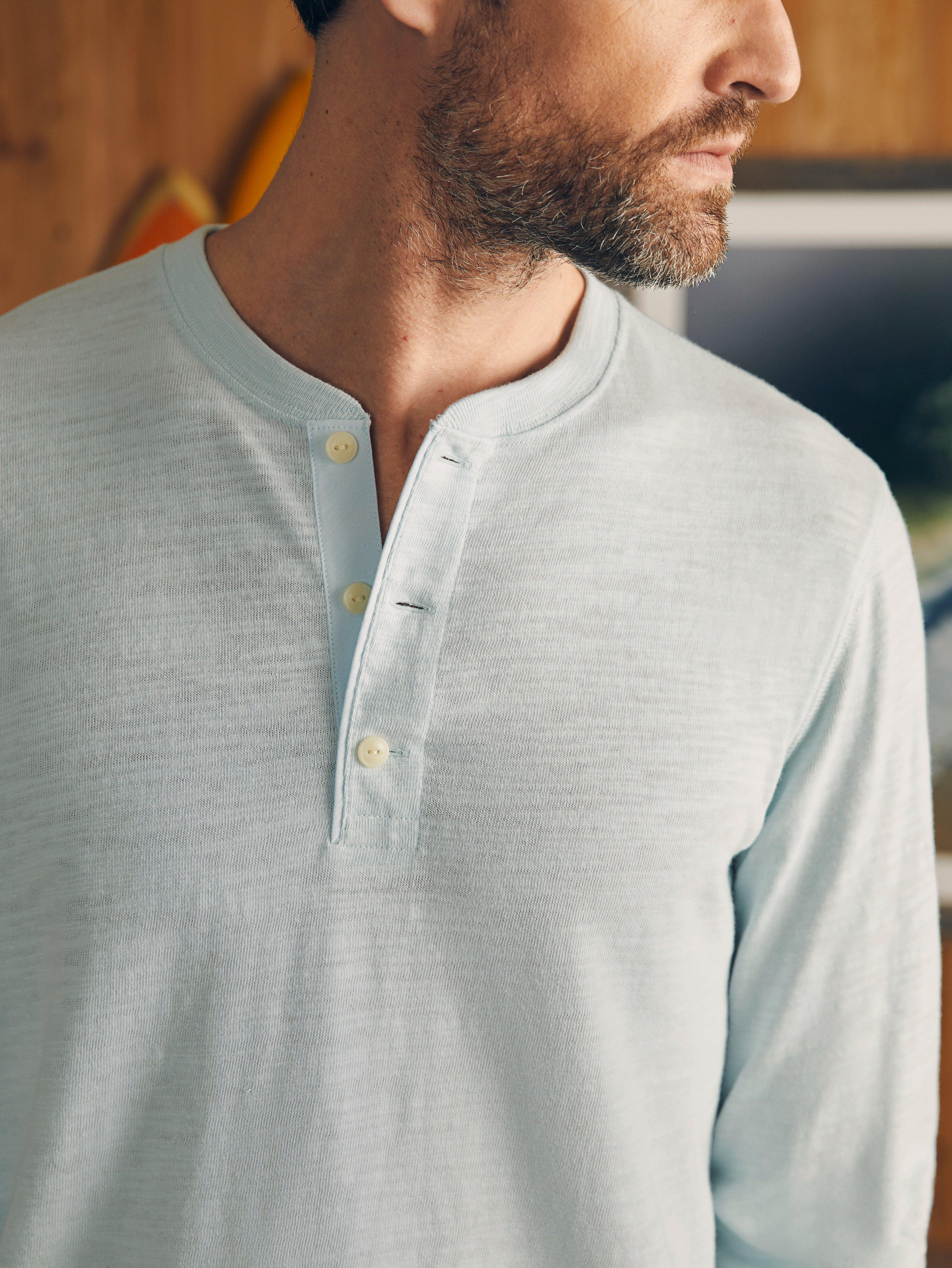 Sunwashed Slub Henley (Tall) - Sky Product Image