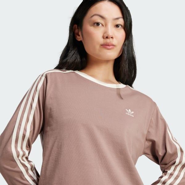 adidas Adicolor 3-Stripes Regular Long Sleeve Tee Better Scarlet XL Womens Product Image