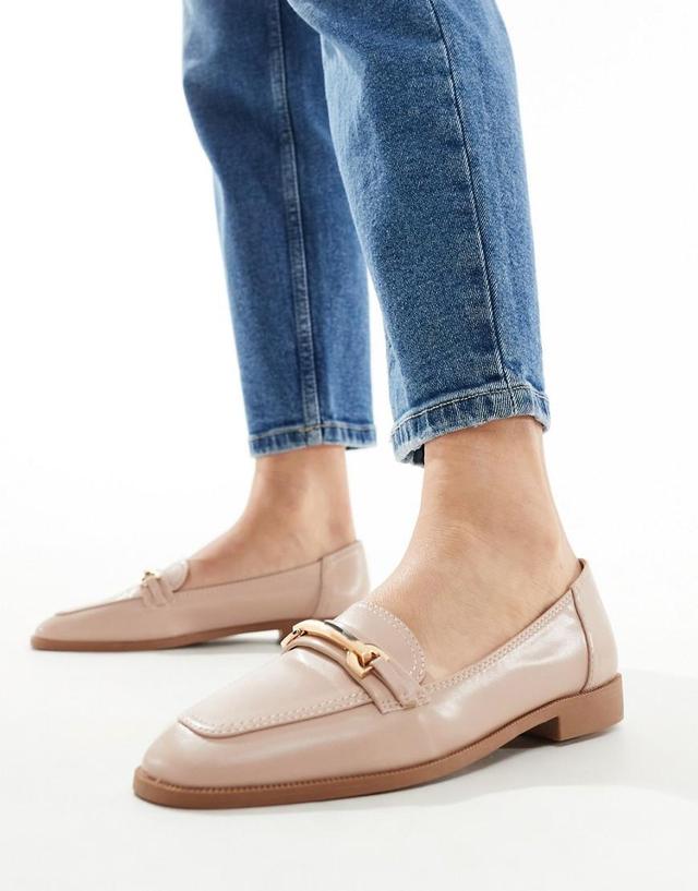 ASOS DESIGN Verity loafer flat shoes with trim in natural fabrication Product Image