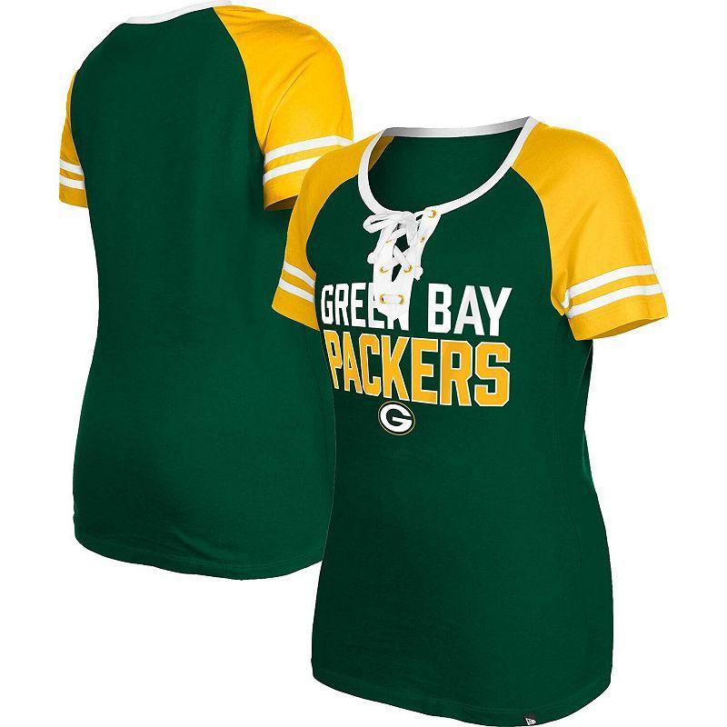 Womens New Era Bay Packers Raglan Lace-Up T-Shirt Product Image