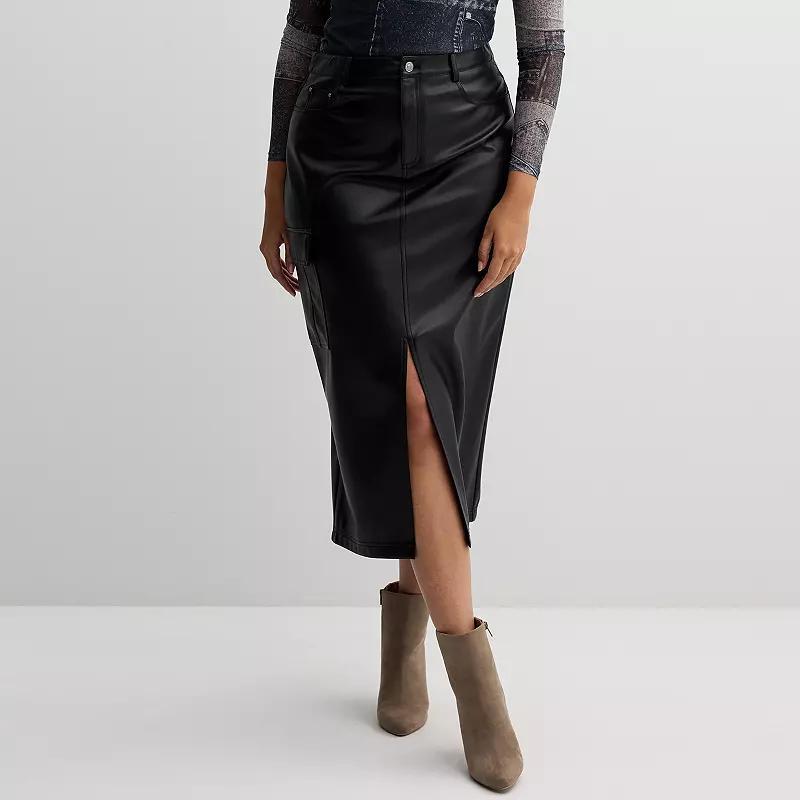 Womens INTEMPO Pleather Midi Skirt product image