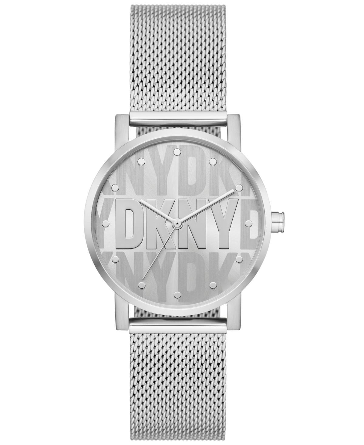 Dkny Womens Soho Three-Hand Silver-Tone Stainless Steel Watch 34mm - Silver-Tone Product Image