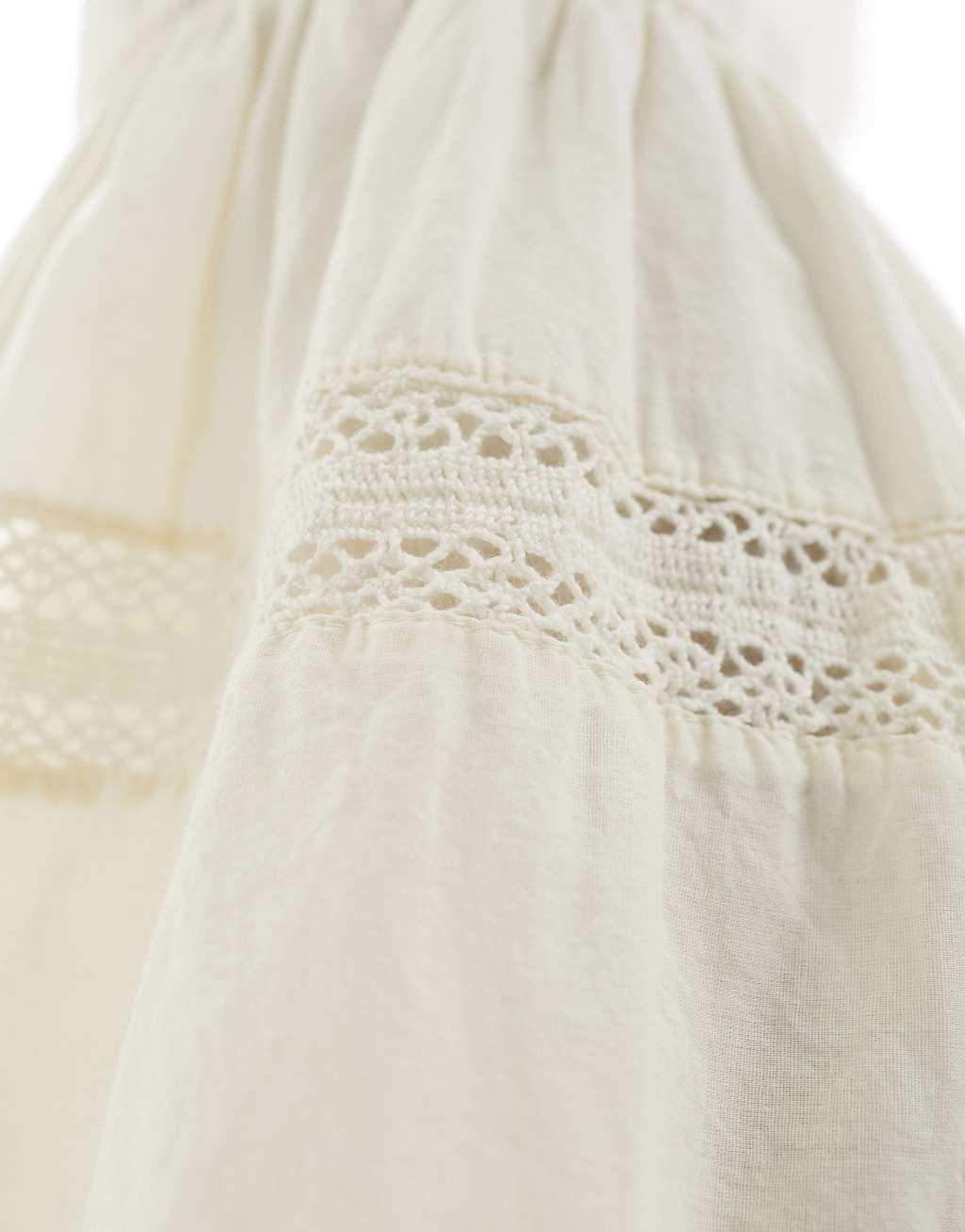 Cotton On maxi prairie skirt with lace trim detail in stone  Product Image