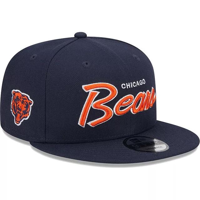 Mens New Era Chicago Bears Main Script 9FIFTY Snapback Hat, Blue Product Image