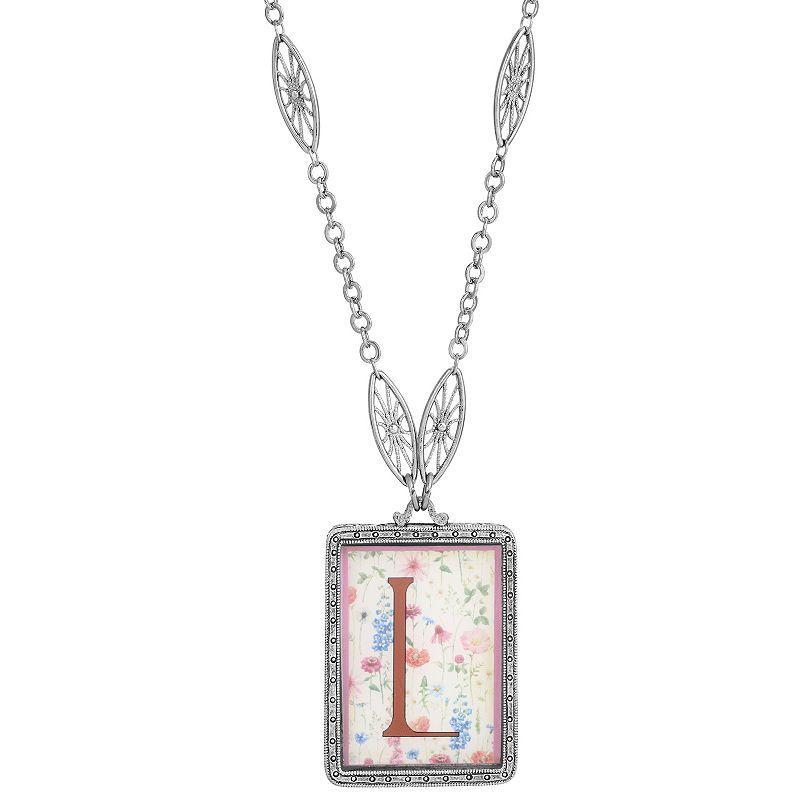 1928 Floral Motif Initial Pendant, Womens, Z Product Image