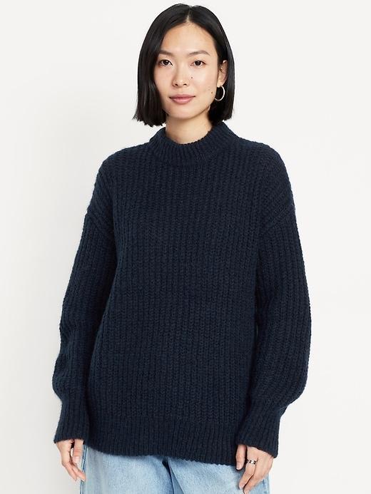 Loose Shaker-Stitch Tunic Sweater product image