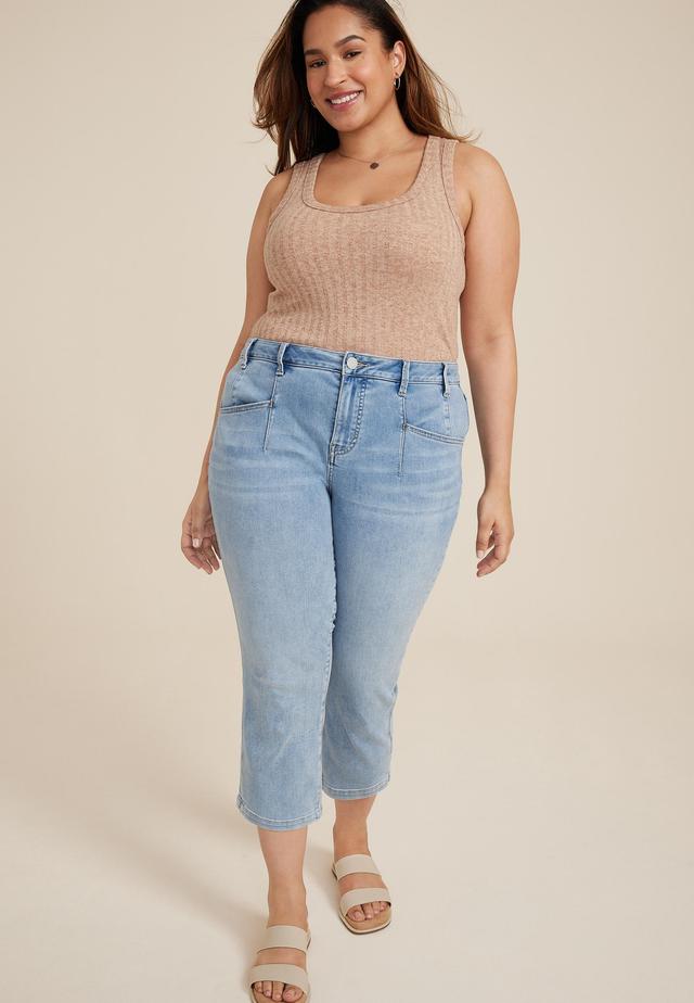 Maurices Plus Size Jeans Womens Everflex Curvy High Rise Seamed Waist Cropped Jeans Blue Size 20W Product Image