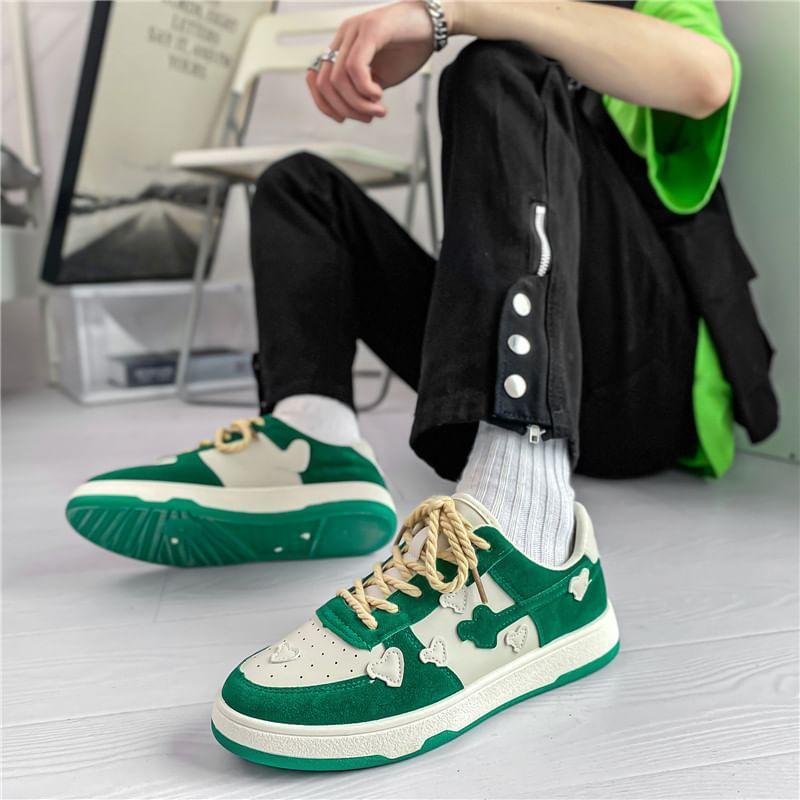 Platform Heart Applique Panel Sneakers Product Image