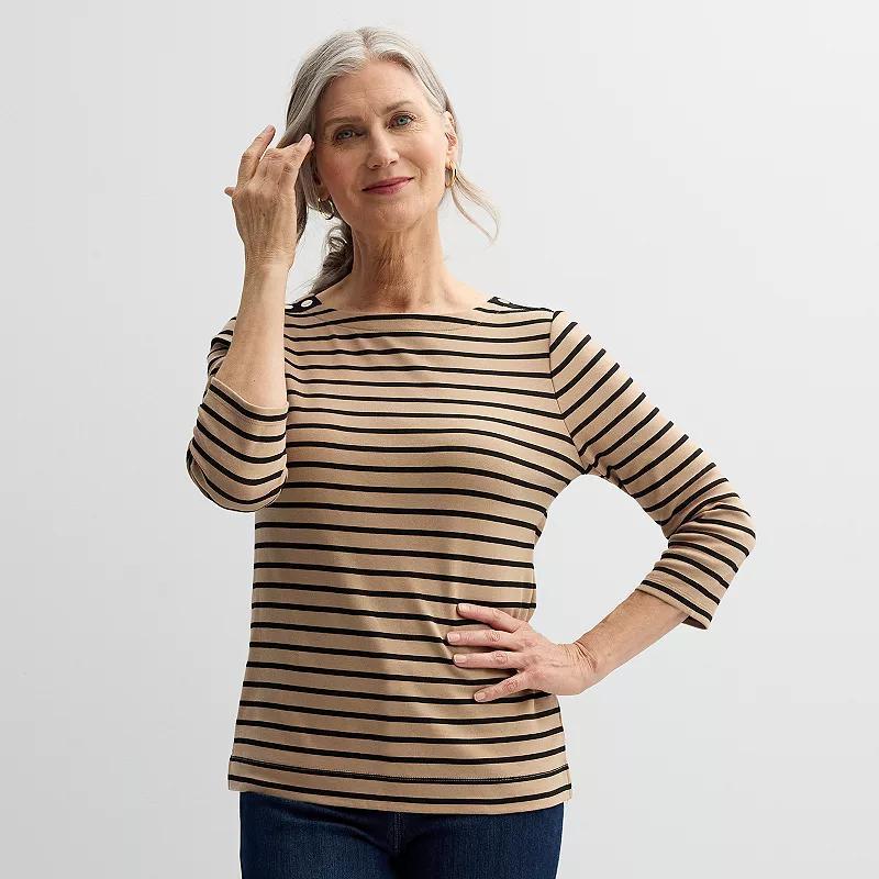 Womens Croft & Barrow 3/4-Sleeve Button Shoulder Top Product Image