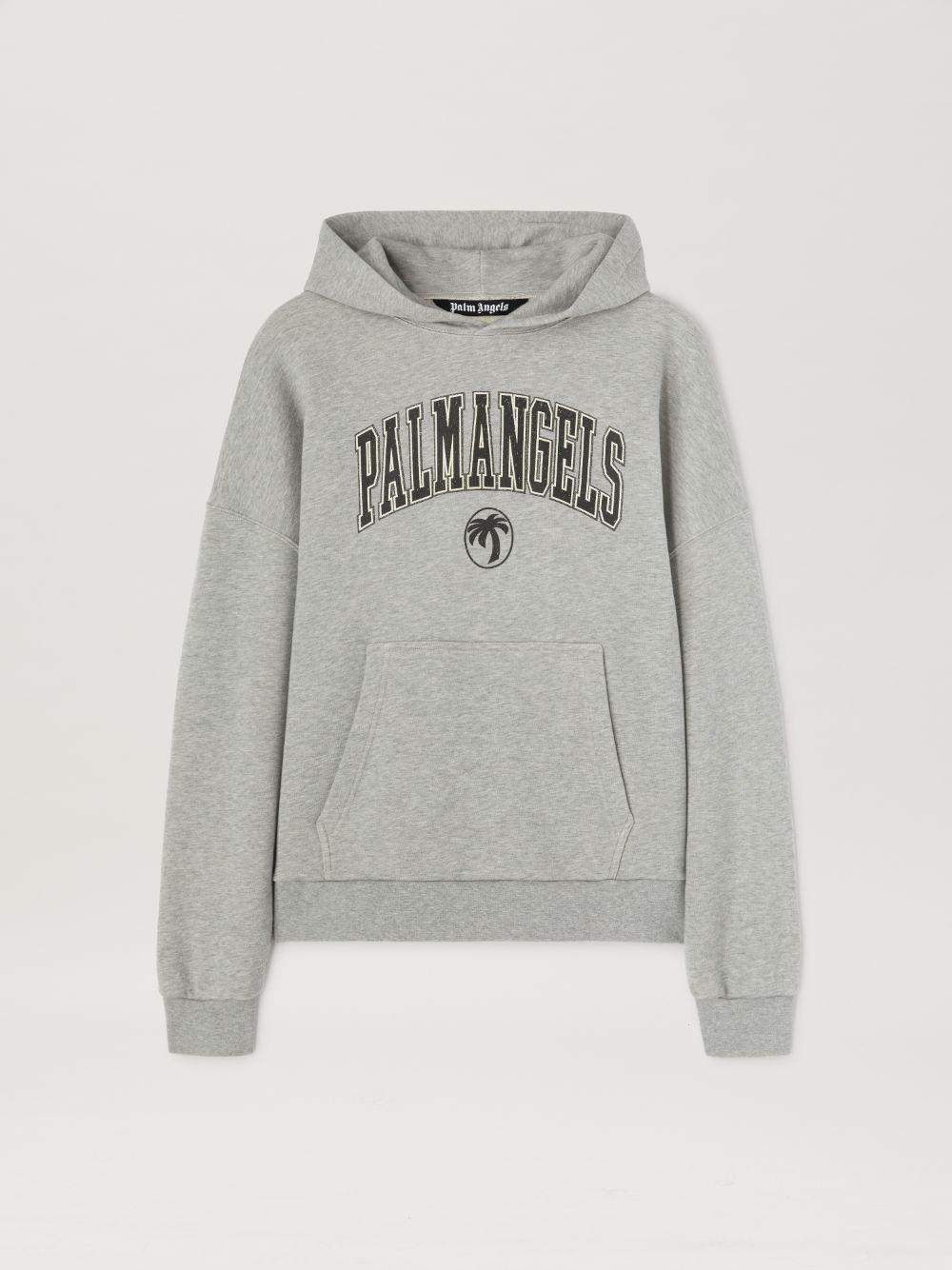 College logo Hoodie in  0810 grey melange - black  - Palm Angels® Official  Product Image