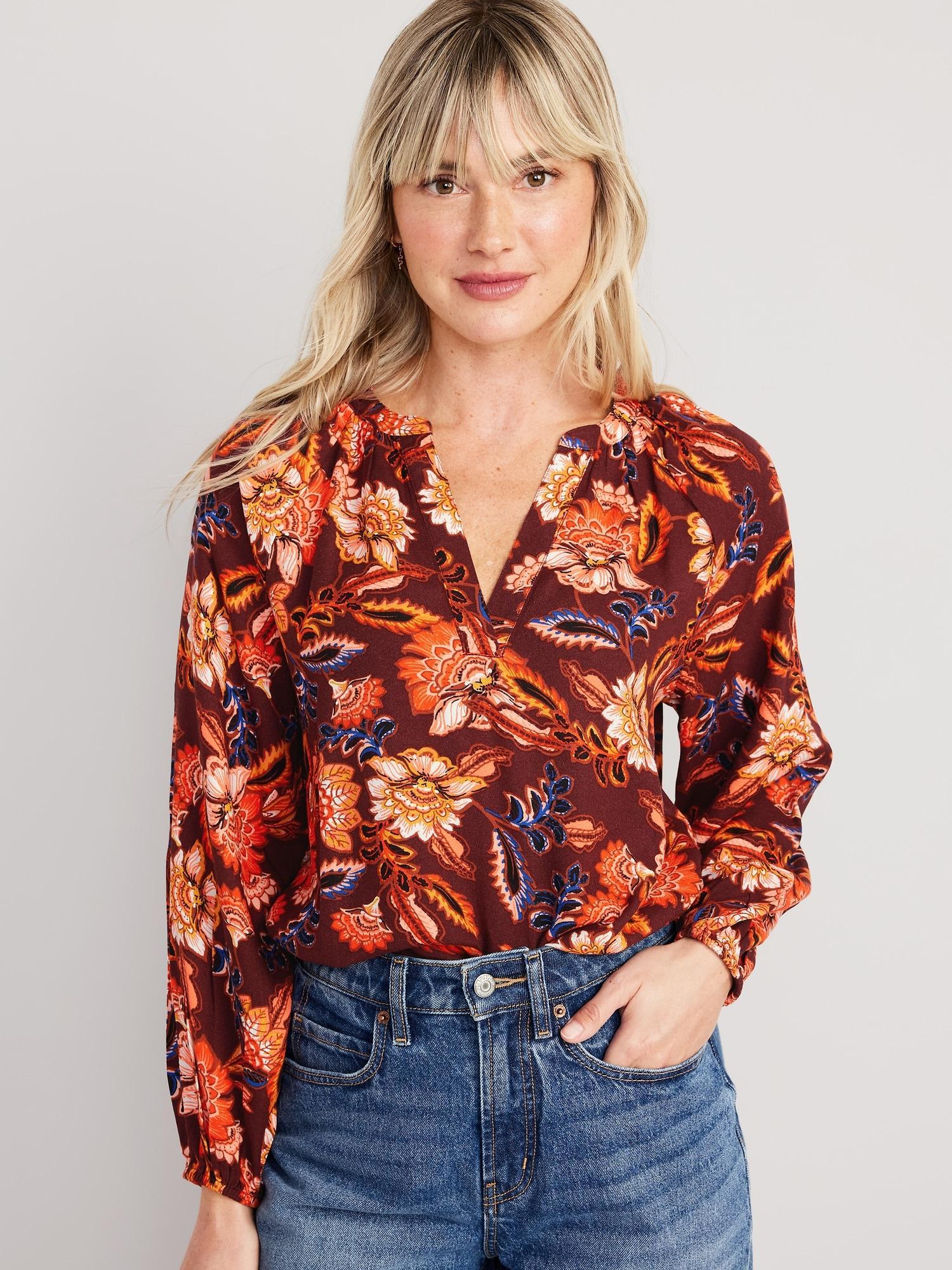 Long-Sleeve Split-Neck Top Product Image