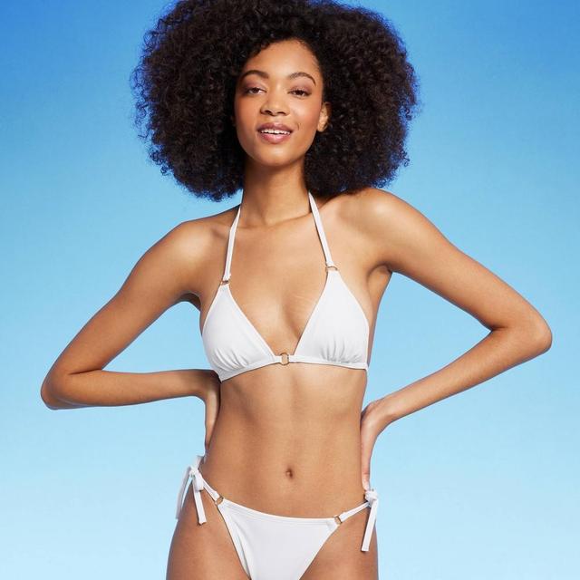 Womens Ring Front Triangle Bikini Top - Shade & Shore White XS Product Image