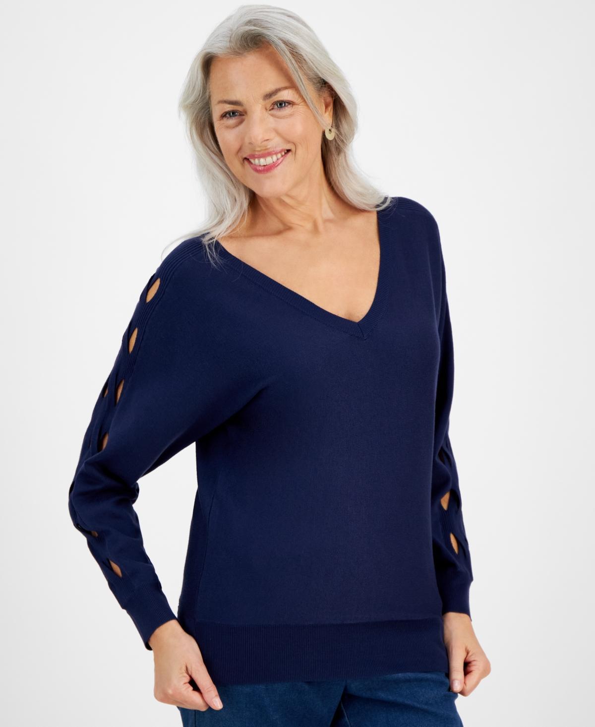 Jm Collection Womens Cutout-Sleeve Dolman Sweater, Created for Macys Product Image