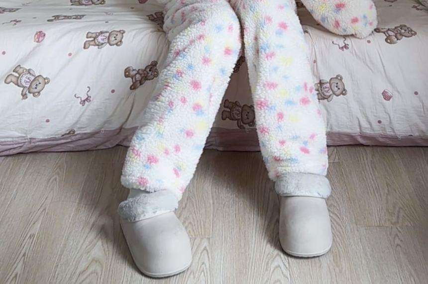 Hooded Dotted Fleece Pajama Set Product Image