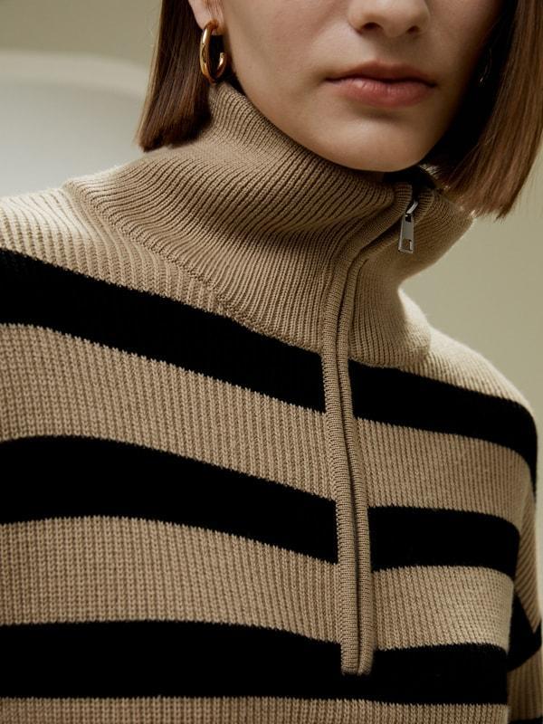 Collared Quarter-Zip Wool Sweater Product Image