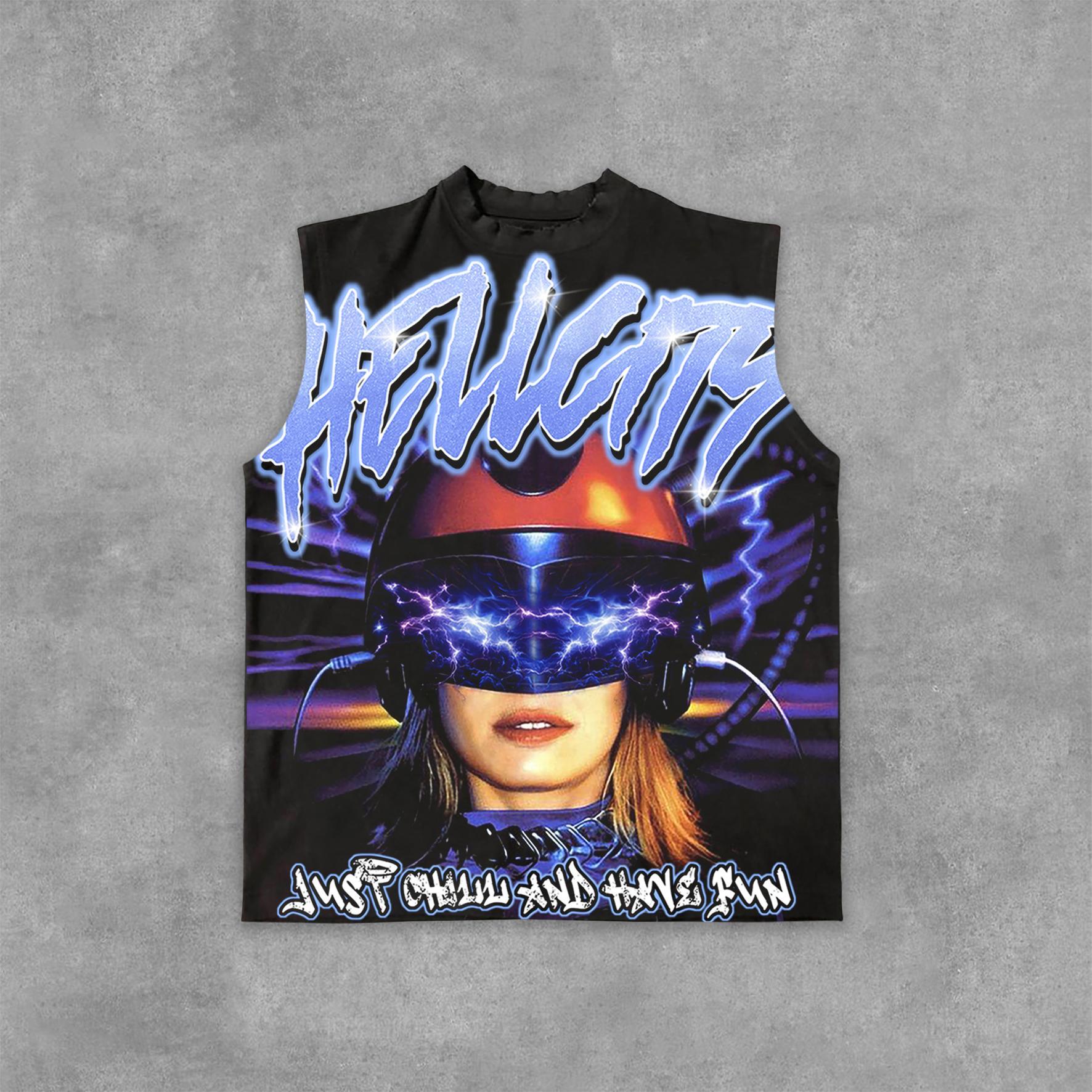 Hellcity Brainstorm Portrait Graphic Print Cotton Tank Top Product Image