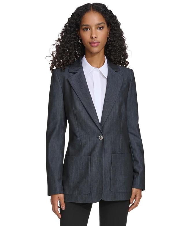 Calvin Klein Womens One-Button Notched-Collar Blazer Product Image