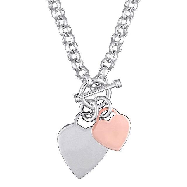 Stella Grace Two Tone Sterling Silver Heart Toggle Necklace, Womens Product Image