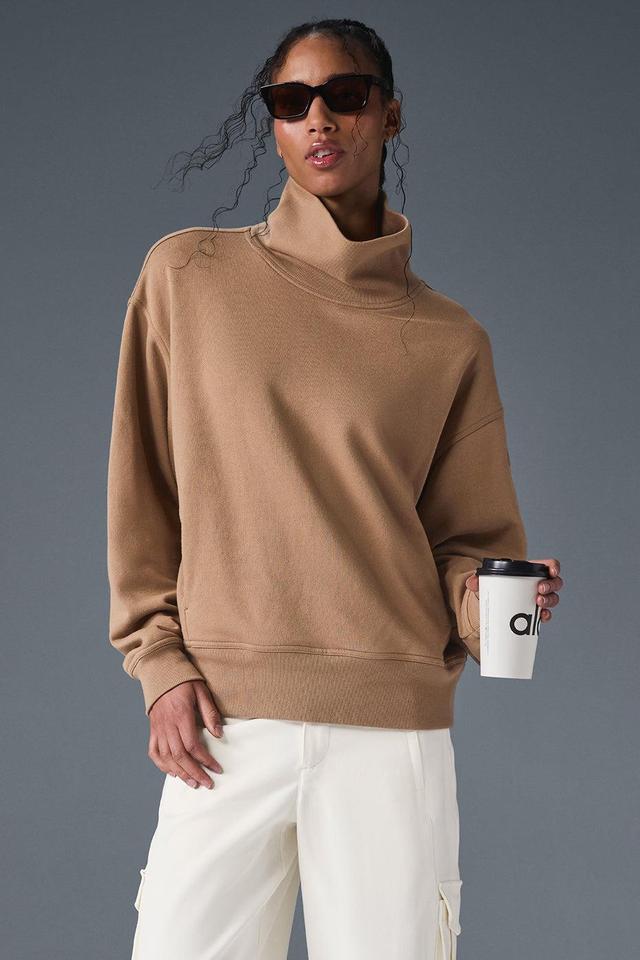 Hazy Mock Neck Pullover - Toasted Almond Female Product Image