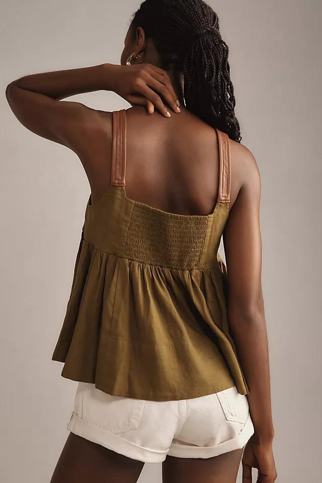 By Anthropologie Faux Leather-Strap Linen Tank Product Image