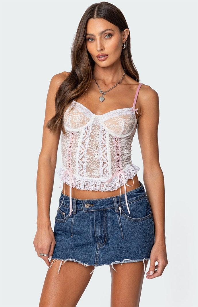 Edikted Women's Nicolette Sheer Lace Corset Product Image