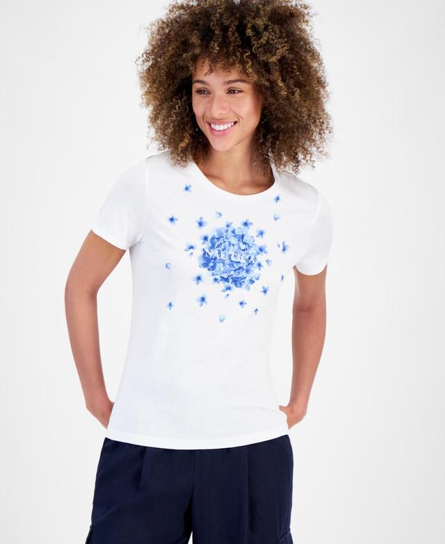 Nautica Jeans Womens Floral Logo Graphic T-Shirt Product Image