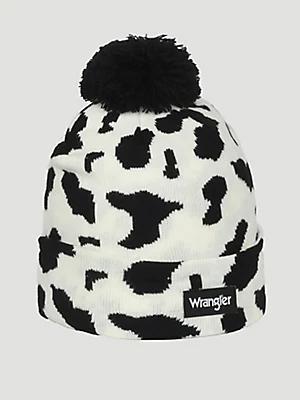 Cow Print Pom Beanie | Women's ACCESSORIES | Wrangler® Product Image