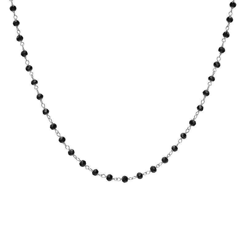 Gemistry Sterling Silver Black Spinel Beaded Station Necklace, Womens Product Image