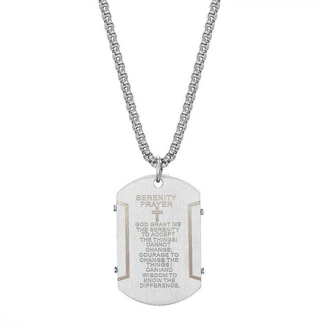 1913 Mens Stainless Steel Serenity Prayer Dog Tag Pendant Necklace Multicolor Product Image