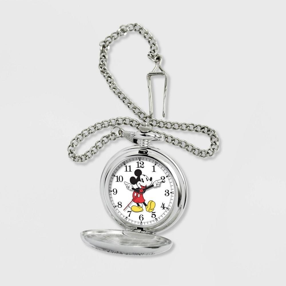 Mens Disney Mickey Mouse Pocket Chain Watch - Silver Product Image