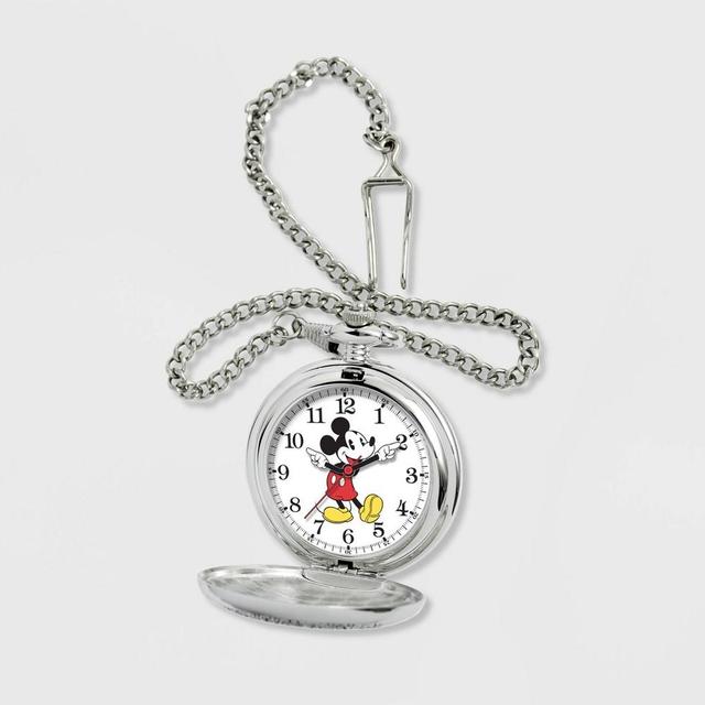 Mens Disney Mickey Mouse Pocket Chain Watch - Silver Product Image