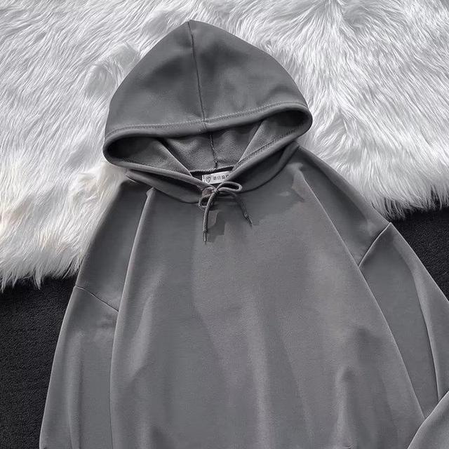 Drawstring Plain Oversized Hoodie Product Image