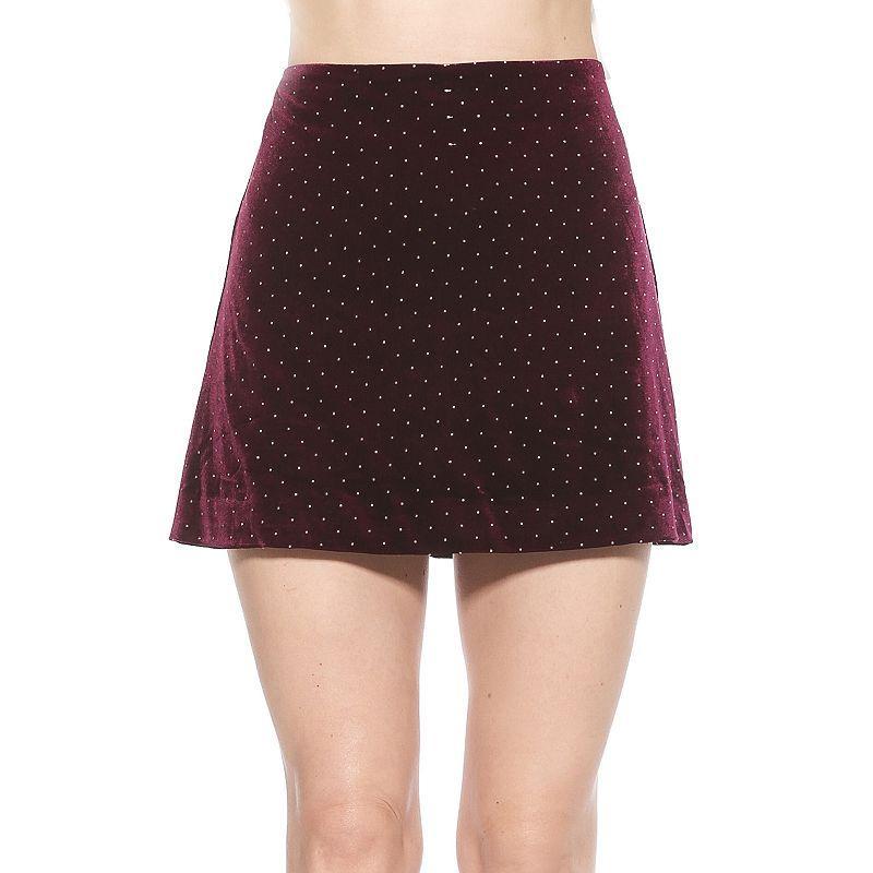 Alexia Admor Womens Finn Velvet Mini Skirt - Burgundy product image