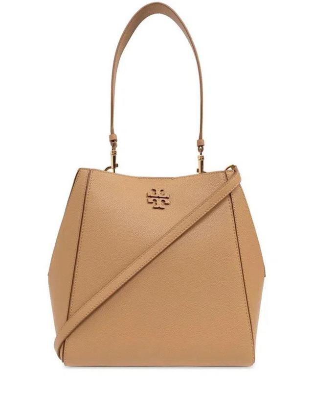 TORY BURCH Mcgraw Bucket Bag In Beige Leather Product Image