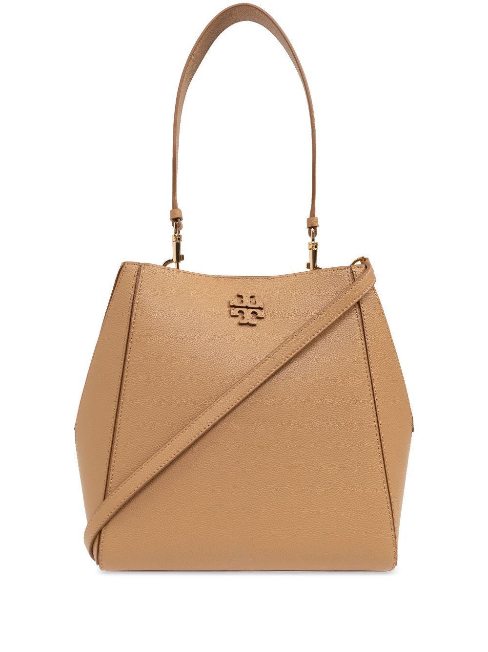 TORY BURCH Mcgraw Bucket Bag In Beige Leather Product Image