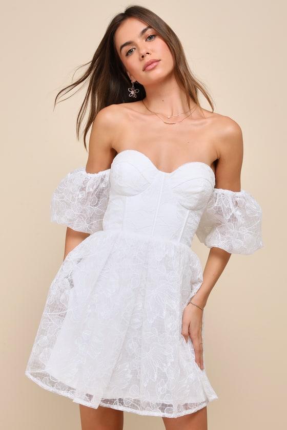 Precious Approach White Tulle Off-The-Shoulder Mini Dress product image