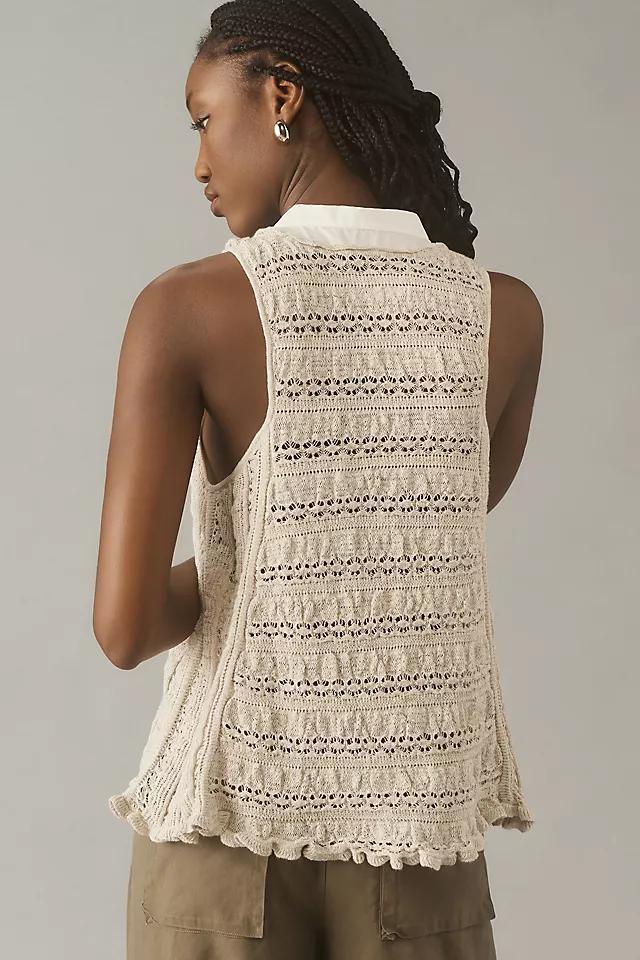 By Anthropologie Open-Stitch Twofer Sweater Tank Product Image