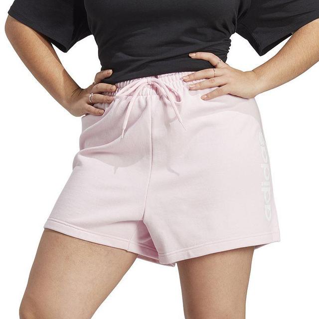 Plus Size adidas Essentials Linear French Terry Shorts, Womens Brt Pink Product Image