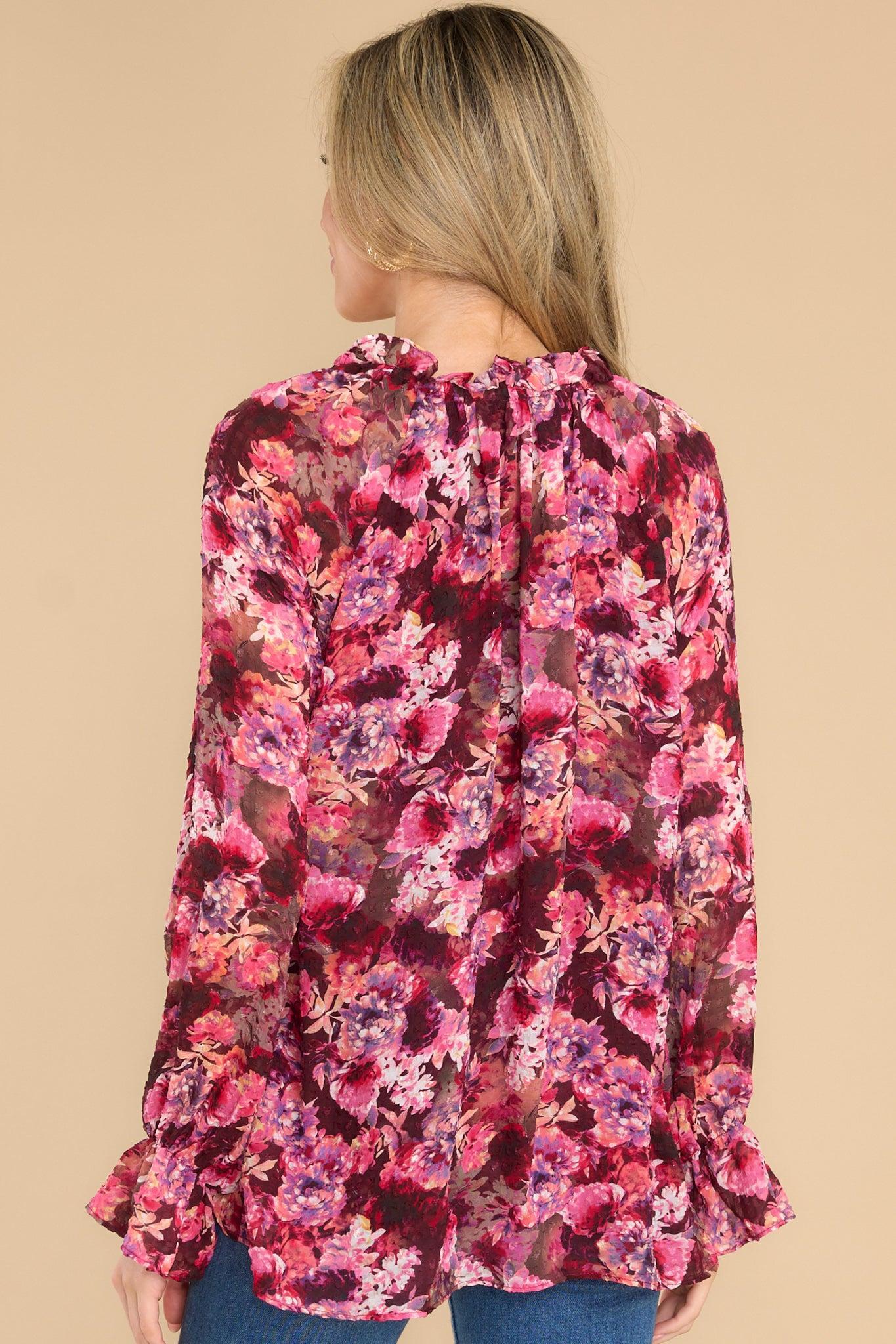 Bloom Of Our Love Burgundy Floral Print Top Product Image