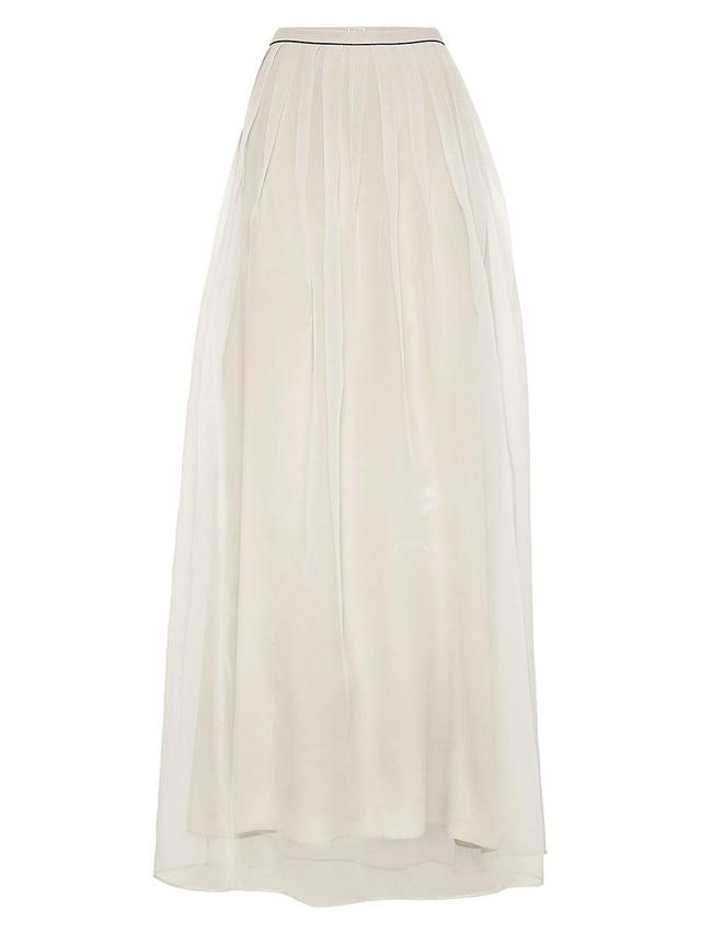 Womens Crispy Silk Pleated Maxi Skirt with Monili Product Image