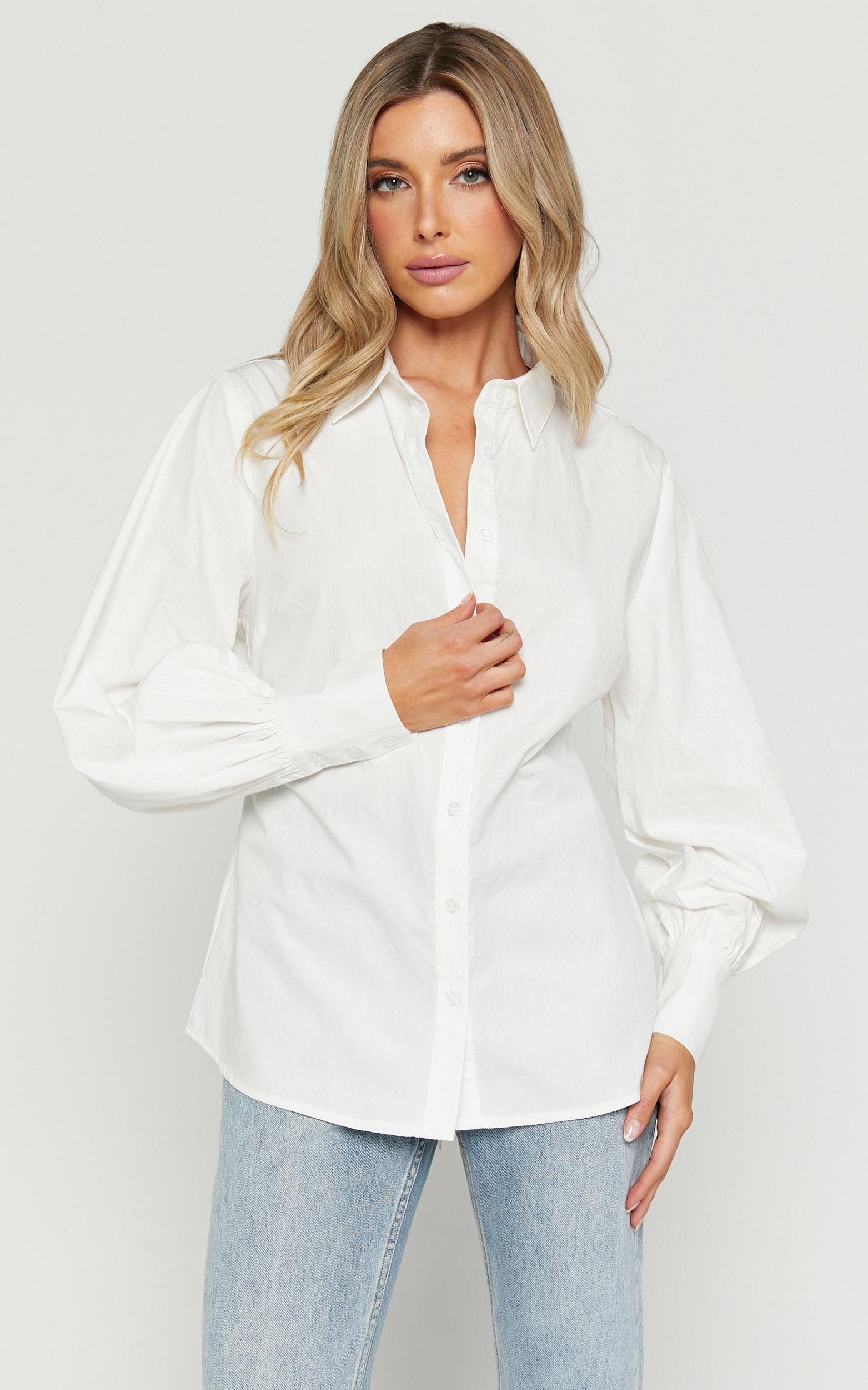 Tansu Long Sleeve Tie Back Shirt in White Product Image