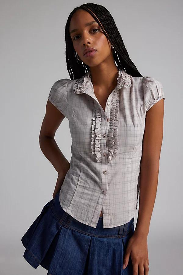 Kimchi Blue Evelyn Short Sleeve Slim Blouse Womens at Urban Outfitters Product Image