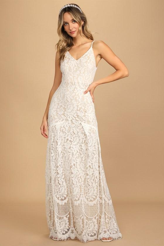 Flynn White Lace Maxi Dress Product Image