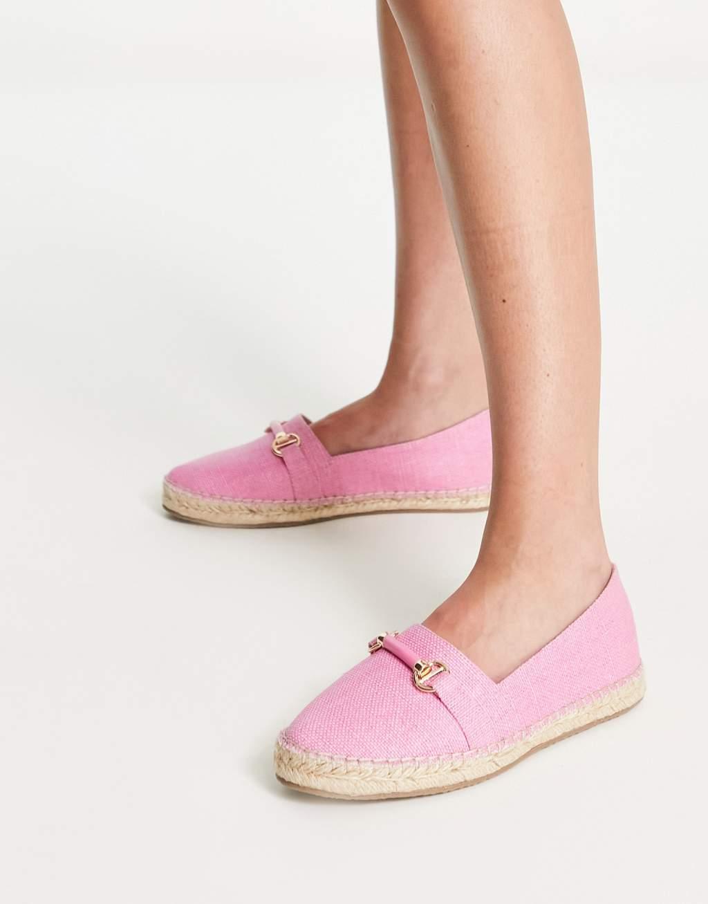 Dune London espadrilles with trim detail in pink canvas Product Image