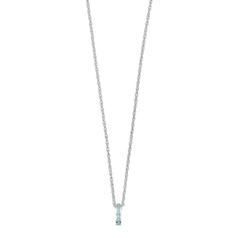 Traditions Jewelry Company Sterling Silver Channel-Set Blue Topaz Birthstone Pendant Necklace, Womens Product Image