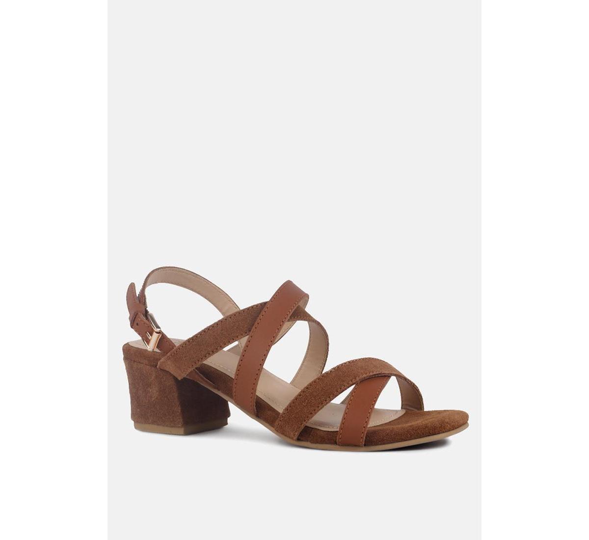 Astrid Womens Mid Heeled Block Leather Sandal Product Image