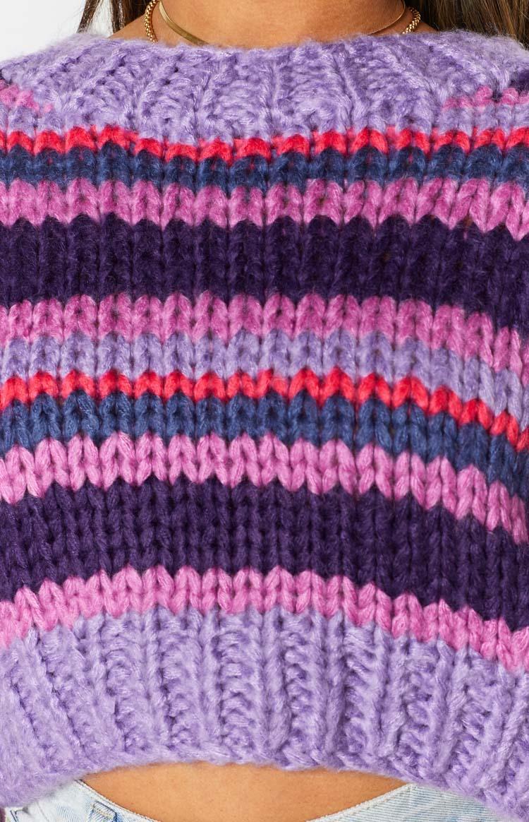 Belmont Stripe Sweater Purple Product Image